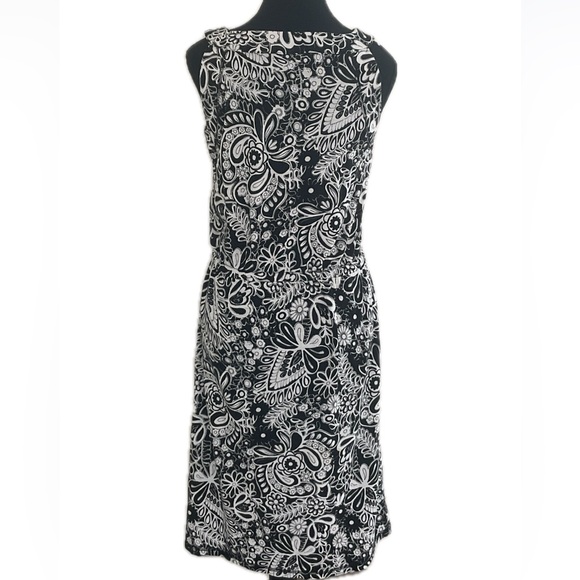 TALBOTS Black and white Paisley floral midi floral dress with drawstring waist. - Picture 3 of 10